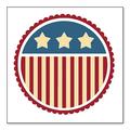 DistinctInk Custom Bumper Sticker - 10 x 10 Decorative Decal - White Background - USA Seal Flag Red White & Blue