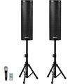 Sonart 2000W Set of 2 Bi-Amplified Speakers PA System with 3-Channel & Stands