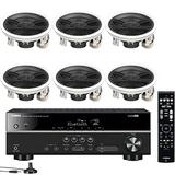 Yamaha 5.1-Channel Wireless Bluetooth 4K A/V Home Theater Receiver + Yamaha Custom Install 3-Way 100 watts Speaker with Dual Tweeters & 6-1/2 Woofer Surround Sound Home Theater Speaker Package