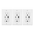 GREENCYCLE 3 Pack High Speed 4.2A USB Type C/A Dual USB Charging Ports 15A Tamper Resistant Receptacle White Duplex Outlets Wall Plates Socket Compatible with iPhone Samsung Smartphones UL Listed