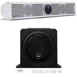 Wet Sounds Stealth Package - White Stealth 6 Ultra 200 Watt Sound Bar and AS-10 10 500 Watt Powered Stealth Subwoofer