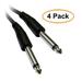 C&E 1/4 Inch Mono Patch Cable 1/4 Male 6 Feet 4 Pack