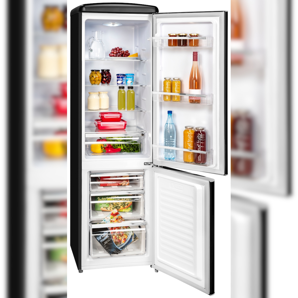 Exquisit Retro Kühl-Gefrierkombination RKGC250-70-H-160E mattschwarz, 244 l Fassungsvermögen Image
