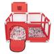 Selonis Square Play Pen Filed with 100 Balls Basketball, Red:Pearl/Grey/Transparent/Powder Pink