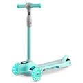 Ricokids LED Kinderscooter 3 Räder Kinder-Roller Höhenverstellbarer Cityroller Faltbarer Tretroller Klappbar Dreiradscooter PIKO Tragfähigkeit 25 kg für Kinder ab 3 Jahren (Grün)