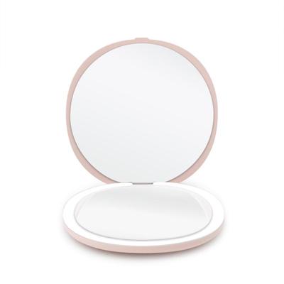 UNIQ Kompakter doppelseitiger Reisespiegel mit LED-Leuchten Rosa Image