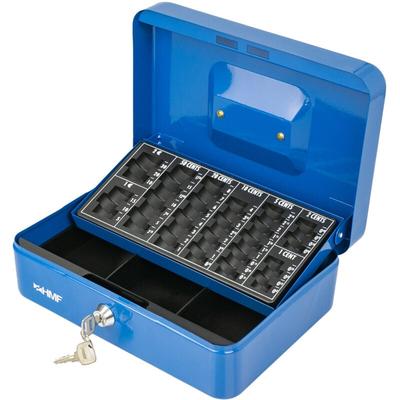 10022-05 Geldkassette abschließbar mit Münzzählbrett 25 x 18 x 9 cm Blau - HMF