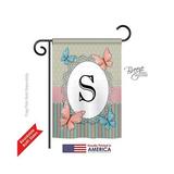 Breeze Decor 80149 Butterflies S Monogram 2-Sided Impression Garden Flag - 13 x 18.5 in.