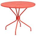 Flash Furniture Oia Commercial Grade 35.25 Round Coral Indoor-Outdoor Steel Patio Table with Umbrella Hole