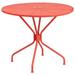Flash Furniture Oia Commercial Grade 35.25 Round Coral Indoor-Outdoor Steel Patio Table with Umbrella Hole