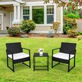 SamyoHome 3 Piece Wicker Patio Furniture Black Bistro Set