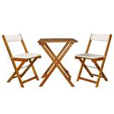Anself 3 Piece Folding Bistro Set Wooden Folding Table and 2 Foldable Chairs with Cushions Dining Set Acacia Wood Outdoor Furniture Space Saving for Garden Backyard Terrace Balcony