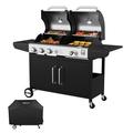 Royal Gourmet ZH3002C 3-Burner 25 500-BTU Dual Fuel Cabinet Gas and Charcoal Grill Combo with Cover