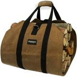 Amagabeli Fireplace Log Carrier Waxed Firewood Canvas Tote Bag Outdoor Log Tote Large Wood Carrying Bag with Handles Security Strap Camping Indoor Firewood Log Holder Birchwood Stand Brown