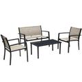 Vineego 4 Pieces Patio Furniture Outdoor furniture Modern Conversation Set Black Bistro Set Beige Steel