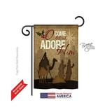 Breeze Decor 64111 Nativity Let Us Adore Him 2-Sided Impression Garden Flag - 13 x 18.5 in.