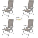 KARMAS PRODUCT 4 PK Patio Dining Chair Folding Chair Outdoor Camp Chairs 7 Position Lay Flat Adjustable Sturdy and Heavy Duty