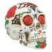 Ebros White Sunflower Floral Day of the Dead Sugar Skull With Eyes Of Red Roses Statue