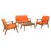Riverbay Furniture Wyatt Solid Wood Outdoor Sofa Set with Cushions-Acorn Brown