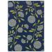 6 x 9 Indigo and Lime Green Floral Indoor or Outdoor Area Rug