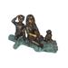 Young children and dog on a log bronze statue - Size: 40 L x 16 W x 24 H.