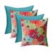 RSH DÃ©cor Indoor Outdoor Set of 4 Square Pillows Weather Resistant 17 x 17 Artistic Floral and Cancun