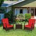 Gymax 3PCS Patio Rattan Conversation Set Outdoor Furniture Set w/Table