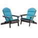 GDF Studio Cartagena Outdoor Acacia Wood Folding Adirondack Chairs with Cushions Set of 2 Dark Gray and Dark Teal