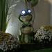 Alpine Corporation 10 x 9 x 19 Leap Frogs Statue with Solar-Powered LED Lights Green