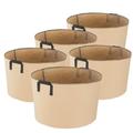 iPower 15-Gallon 5-Pack Grow Bags Fabric Aeration Pots Container with Strap Handles Tan Color