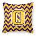 Carolines Treasures CJ1041-OPW1414 Letter O Chevron Purple & Gold Fabric Decorative Pillow 14 x 3 x 14 in.