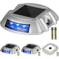 VEVORbrand Driveway Lights 4-Pack Solar Driveway Lights with Switch Button Solar Deck Lights Waterproof Wireless Dock Lights 6 LEDs for Path Warning Garden Walkway Sidewalk Steps Blue