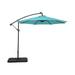 10 Ft Outdoor Patio Solar LED Cantilever Umbrella with Base Weights Turquoise