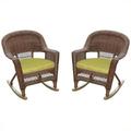 Jeco Wicker Rocker Chair in Honey (Set of 2)