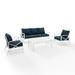 Crosley Furniture Kaplan White 4 Piece Outdoor Sofa Set with Navy Cushions