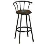 The Furniture King Bar Stool 29 Tall Black Metal Finish with an Outdoor Adventure Themed Decal (Fishing Aqua - Brown)