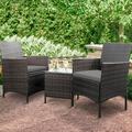 Lacoo Three Pieces Outdoor Conversation Set Patio Set with Table(Gray)