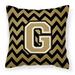 Carolines Treasures CJ1050-GPW1414 Letter G Chevron Black & Gold Fabric Decorative Pillow 14 x 3 x 14 in.