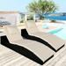 2 Pcs Rattan Patio Sun Lounge Outdoor Lounge Chair with 5 Different Slopes Folding Chaise Lounge Chair with Cushion Patio PE Rattan Wicker Reclining Chair for Poolside Deck Backyard Beach T251