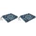 Jordan Manufacturing 17 x 19 Halsey Navy Floral Rectangular Outdoor Chair Pad Seat Cushion with Ties (2 Pack)