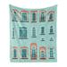 Urban Soft Flannel Fleece Blanket Apartment Building Facade with Shutters Curtains Balcony European Architecture Cozy Plush for Indoor and Outdoor Use 50 x 60 Mint Green Coral by Ambesonne