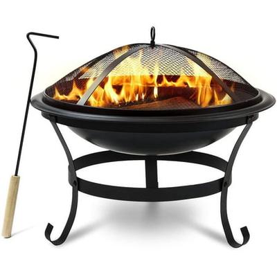 Salazar Fire Pit Round Outdoor Wood, Portable Steel Fire Pit