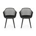 Noble House Poppy Plastic Patio Dining Arm Chair in Black (Set of 2)