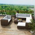 Suzicca 10 Piece Garden Set with Cushions Poly Rattan Brown