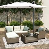 Patio Furniture Sets 4-Piece Outdoor Sectional Sofa Set with Loveseat and Lounge Sofa Armchair Coffee Table All-Weather Wicker Furniture Conversation Set for Backyard Garden Pool Q16391