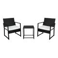 Ktaxon 3 Pcs Wicker Bistro Set Outdoor Rattan Patio Furniture Set Backyard Garden Furniture Black with Cushions