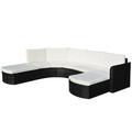 4 Piece Patio Set with Cushions Poly Rattan Black