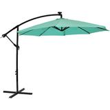 Sunnydaze 10 Offset Patio Umbrella with Solar LED Lights - Seafoam