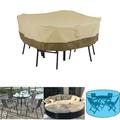 Tophomer Patio Furniture Covers Outdoor Round Table & Chairs Set Protective Water-Resistant Beige (109 DIA*23 H)