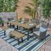 Bailee Outdoor 6 Piece Dining Set with Wicker Chairs and Bench Sandlblast Grey Light Gray Silver